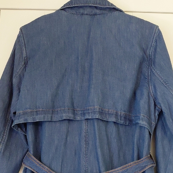 Joe Fresh Blue Trench Coat Classic Oversized Fit - Picture 6 of 8